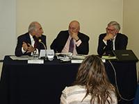 Sergio Bitar, Presidente del Consejo Chileno Prospectiva y Estrategia; Andrés Serbin, Presidente de CRIES, y Wolf Grabendorff, académico de la Universidad Andina Simón Bolívar.
