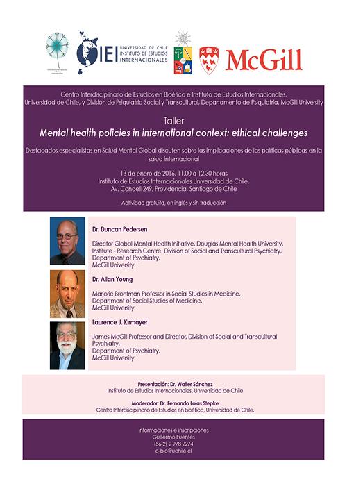 WEBCAST Workshop "Mental health policies in international context: Ethical challenges"